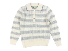 FUB ecru/misty green pointelle polo merinould